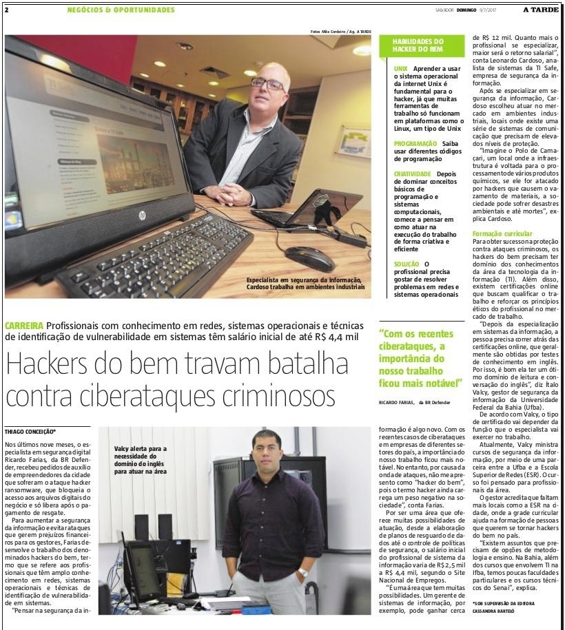 BR Defender é destaque em reportagem do jornal ATARDE sobre Segurança da Informação